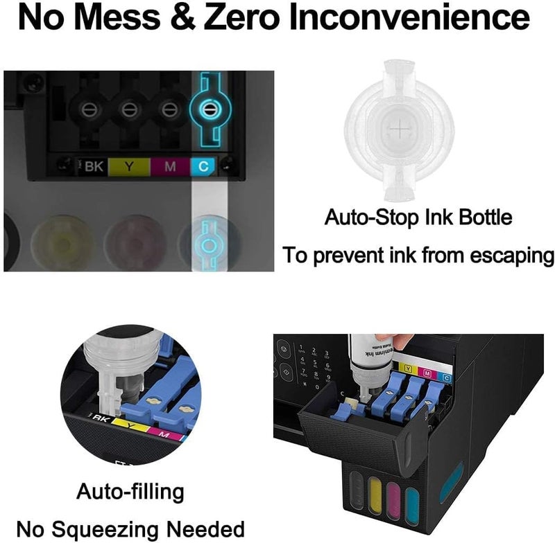 Printers Jack Compatiable T522 Refill Ink Bottle Kit for Supertank ET-2800 ET-4700 ET-4800 ET-2710 ET-2720, ET-2803 Printer, 4 Packs - Image 5